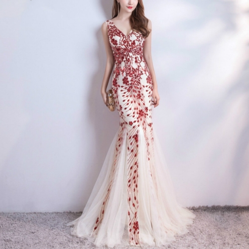 Sequins Mermaid Evening Dress Prom Gowns Formal Party Elegant Vintage Robe, Size:S(Red)
Sequins Mermaid Evening Dress Prom Gowns Formal Party Elegant Vintage Robe, Size:S(Red)