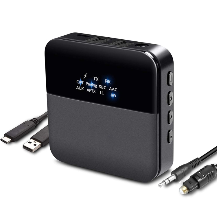 B20 2 in 1 Bluetooth 5.0 Audio Adapter Transmitter Receiver, Support Optical Fiber & AUX & LED Indicator
B20 2 in 1 Bluetooth 5.0 Audio Adapter Transmitter Receiver, Support Optical Fiber & AUX & LED Indicator