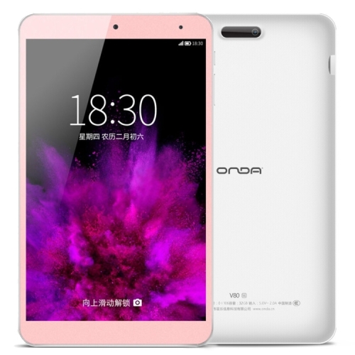 

ONDA V80 SE Tablet, 8.0 inch, 2GB+32GB, CE / FCC / ROHS / WEEE Certificated, Dual Camera, ONDA ROM 2.0 Android 5.1 OS, Allwinner A64 Quad-Core 64-bit 1.83GHz(Pink)