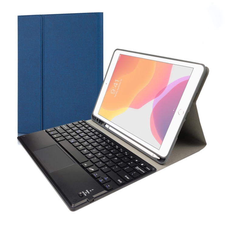 RK102C Detachable Magnetic Plastic Bluetooth Keyboard with Touchpad + Silk Pattern TPU Protective Cover for iPad 10.2, with Pen Slot & Bracket (Blue)
RK102C Detachable Magnetic Plastic Bluetooth Keyboard with Touchpad + Silk Pattern TPU Protective Cover for iPad 10.2, with Pen Slot & Bracket (Blue)