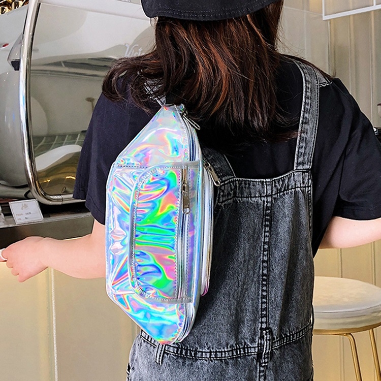 Laser Color PU Leather Waist Chest Bag Single Shoulder Bag Messenger Bag Single (Silver)
Laser Color PU Leather Waist Chest Bag Single Shoulder Bag Messenger Bag Single (Silver)