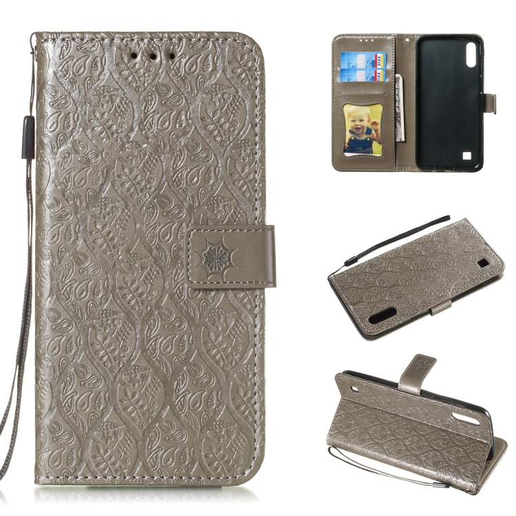 Pressed Printing Rattan Flower Pattern Horizontal Flip PU Leather Case for Galaxy M10 / A10, with Holder & Card Slots & Wallet & Photo Frame (Grey)
Pressed Printing Rattan Flower Pattern Horizontal Flip PU Leather Case for Galaxy M10 / A10, with Holder & Card Slots & Wallet & Photo Frame (Grey)