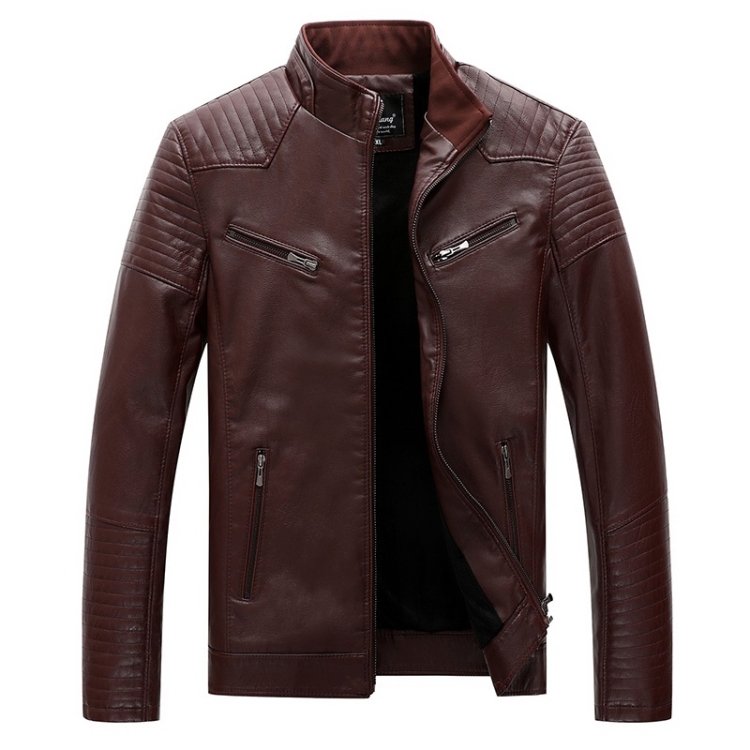 Men Casual Non-iron Treatment Stand Collar PU Leather Jacket (Color:Wine Red Size:XL)
Men Casual Non-iron Treatment Stand Collar PU Leather Jacket (Color:Wine Red Size:XL)