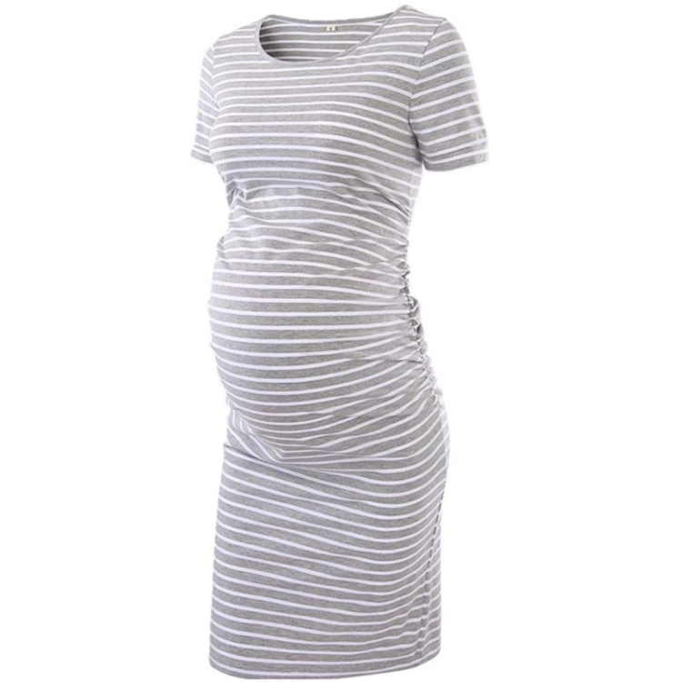 Round Neck Short Sleeve Maternity Dress (Color:Light Grey Size:M) 
Round Neck Short Sleeve Maternity Dress (Color:Light Grey Size:M)