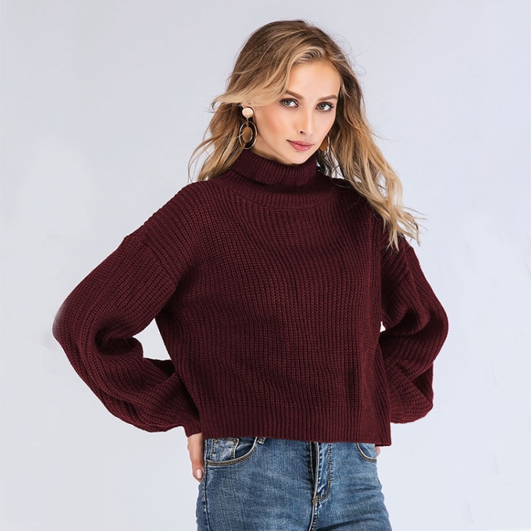 High Collar Long Sleeve Solid Color Lantern Sweater (Color:Wine Red Size:One Size)
High Collar Long Sleeve Solid Color Lantern Sweater (Color:Wine Red Size:One Size)