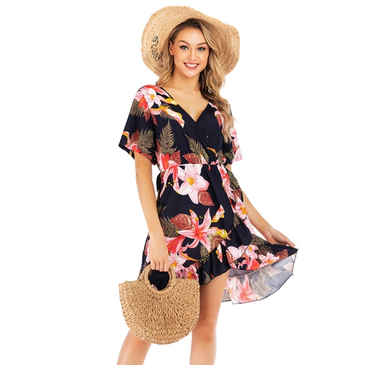 Fashion Flower Print V-neck Short Sleeve Pleated Small Fresh Dress (Color:Blue Size:S)
Fashion Flower Print V-neck Short Sleeve Pleated Small Fresh Dress (Color:Blue Size:S)