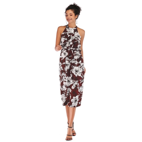 Summer Halter Print Dress Swing Long Dress for Women (Color:Red background White flower Size:S)
Summer Halter Print Dress Swing Long Dress for Women (Color:Red background White flower Size:S)