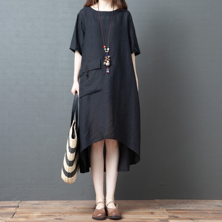 Summer Round Neck Large Pockets Cotton Mid-length Loose Dress for Women (Color:Black Size:L)
Summer Round Neck Large Pockets Cotton Mid-length Loose Dress for Women (Color:Black Size:L)