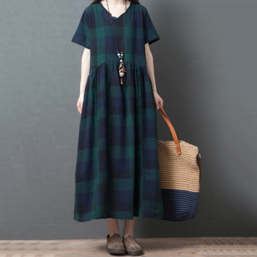 Summer V-neck Cotton Plaid Texture Loose Dress for Ladies (Color:Green Grid Size:M)
Summer V-neck Cotton Plaid Texture Loose Dress for Ladies (Color:Green Grid Size:M)