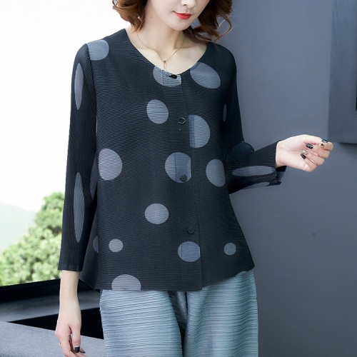 Pleated Printed Dot Fragrant Short Cardigan T-shirt (Color:Black Size:Free Size)
Pleated Printed Dot Fragrant Short Cardigan T-shirt (Color:Black Size:Free Size)