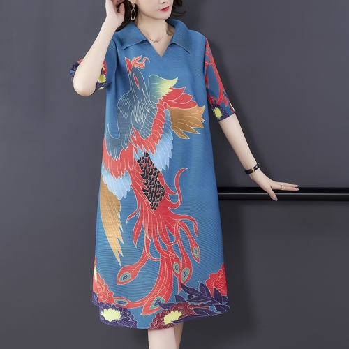 Summer Women Half Open-neck Print Pleated Loose Dress (Color:Cyan Size:Free Size)
Summer Women Half Open-neck Print Pleated Loose Dress (Color:Cyan Size:Free Size)