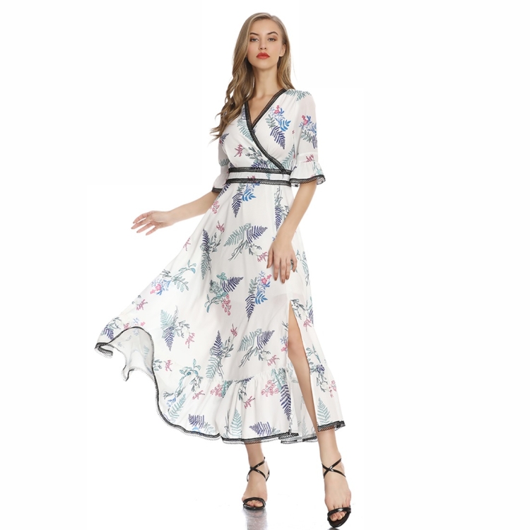 V-necked And Flared Sleeve Waist Down Hem Split Style Dress (Color:White Size:S)
V-necked And Flared Sleeve Waist Down Hem Split Style Dress (Color:White Size:S)