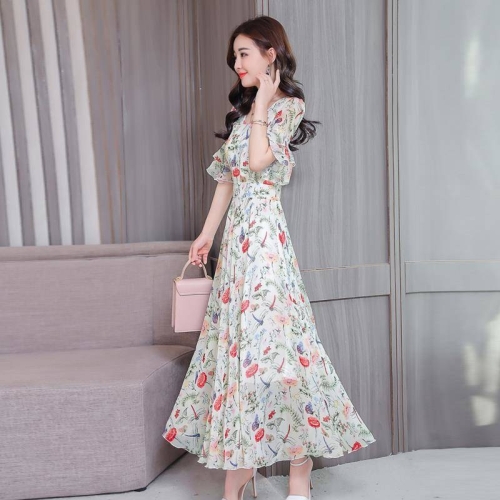Chiffon High Waist Over The Knee Floral Dress (Color:Apricot Size:Free Size)
Chiffon High Waist Over The Knee Floral Dress (Color:Apricot Size:Free Size)