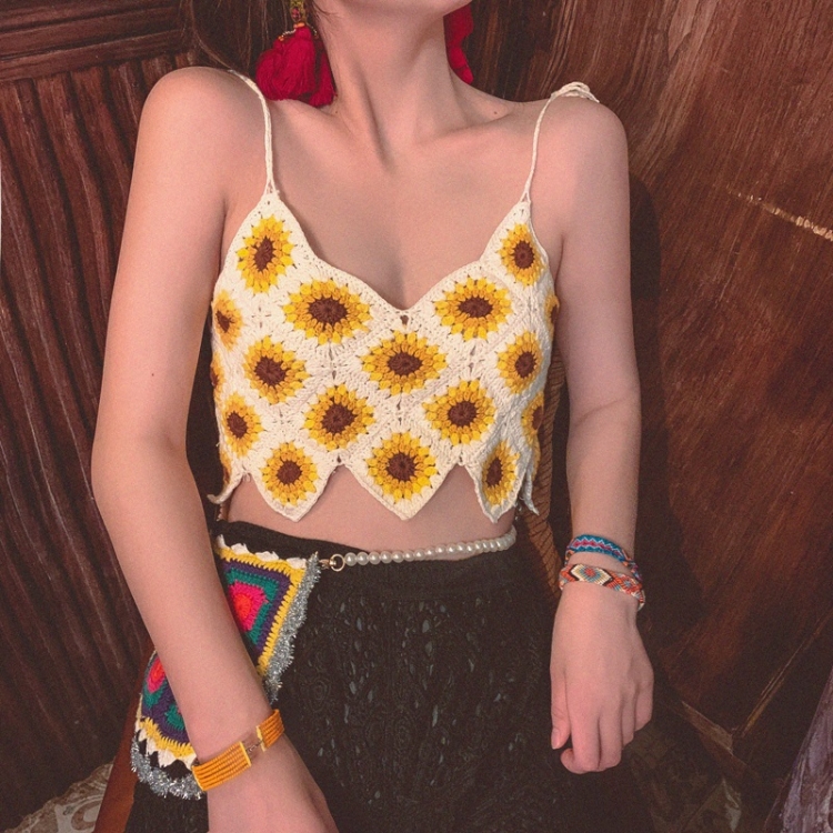 Sunflower Knit Sling Handmade Crochet Top Vest (Color:Yellow Size:Freesize)
Sunflower Knit Sling Handmade Crochet Top Vest (Color:Yellow Size:Freesize)