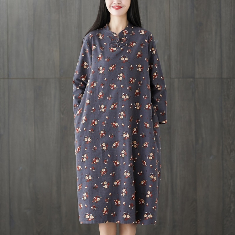 Floral Cotton And Linen Plus Size Retro Mid-length Dress (Color:Gray Blue Size:XL)
Floral Cotton And Linen Plus Size Retro Mid-length Dress (Color:Gray Blue Size:XL)