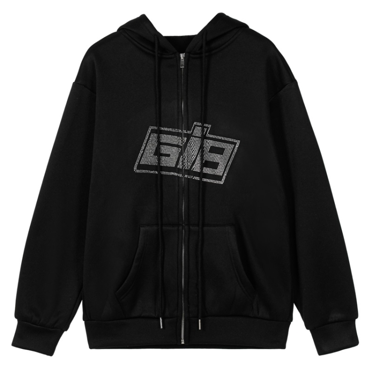 Letter Hot Drilling Long-sleeved Zipper Cardigan Plus Fleece Sweater (Color:Black Size:S)
Letter Hot Drilling Long-sleeved Zipper Cardigan Plus Fleece Sweater (Color:Black Size:S)