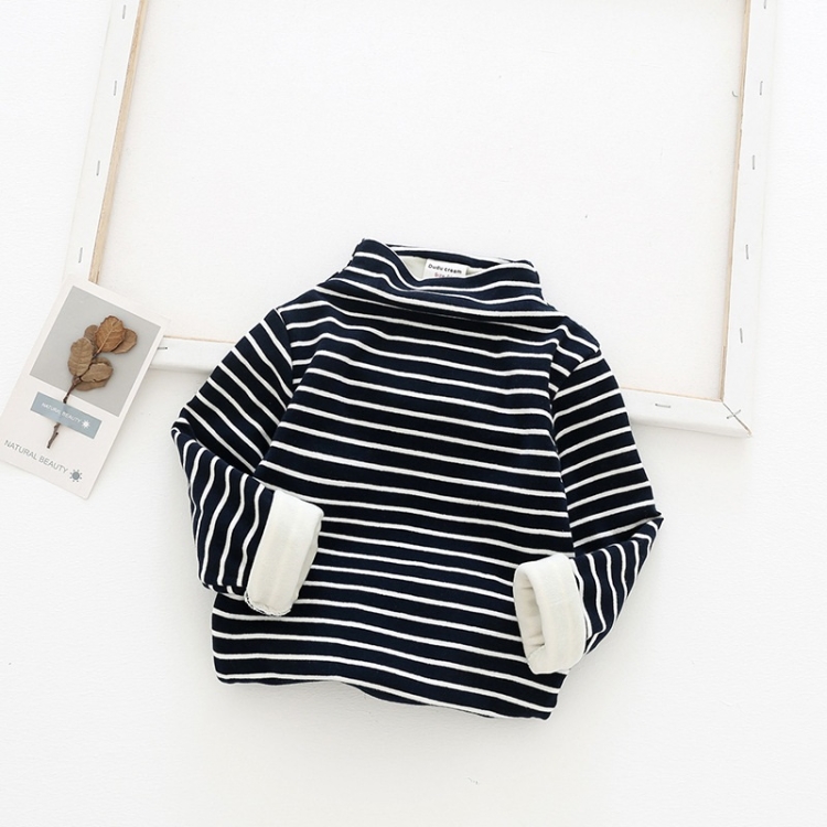 Children High Collar Striped Plus Velvet Bottoming Shirt (Color:Dark Blue Size:110)
Children High Collar Striped Plus Velvet Bottoming Shirt (Color:Dark Blue Size:110)