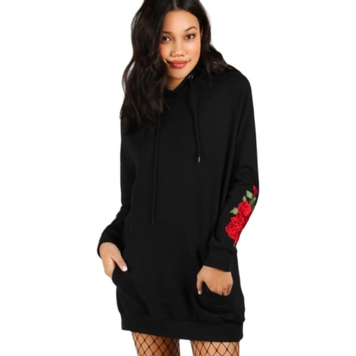 Women Plus Size Mid-length Rose Pattern Long Sleeve Hooded Sweater (Color:Black Size:XL)
Women Plus Size Mid-length Rose Pattern Long Sleeve Hooded Sweater (Color:Black Size:XL)