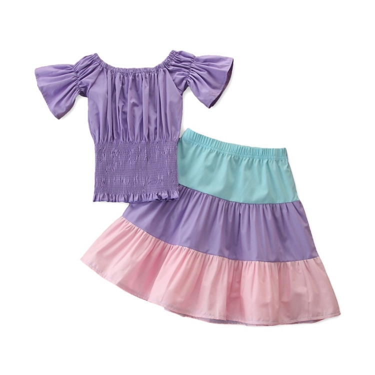 Girls Short-sleeved Loose Blouse Color Long Skirt Two-piece Suit (Color:Purple Size:90)
Girls Short-sleeved Loose Blouse Color Long Skirt Two-piece Suit (Color:Purple Size:90)