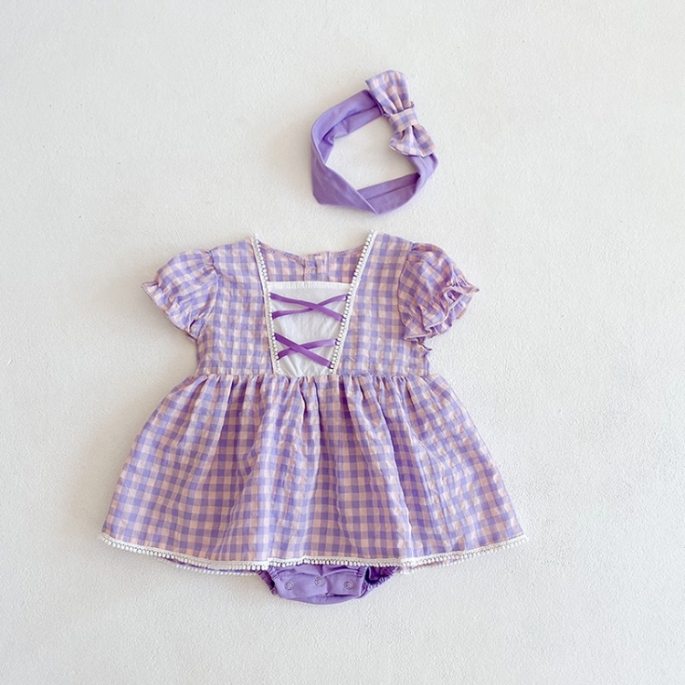 Girls Small Plaid Lace One-piece Romper And Skirt Romper (Color:Purple Size:73)
Girls Small Plaid Lace One-piece Romper And Skirt Romper (Color:Purple Size:73)