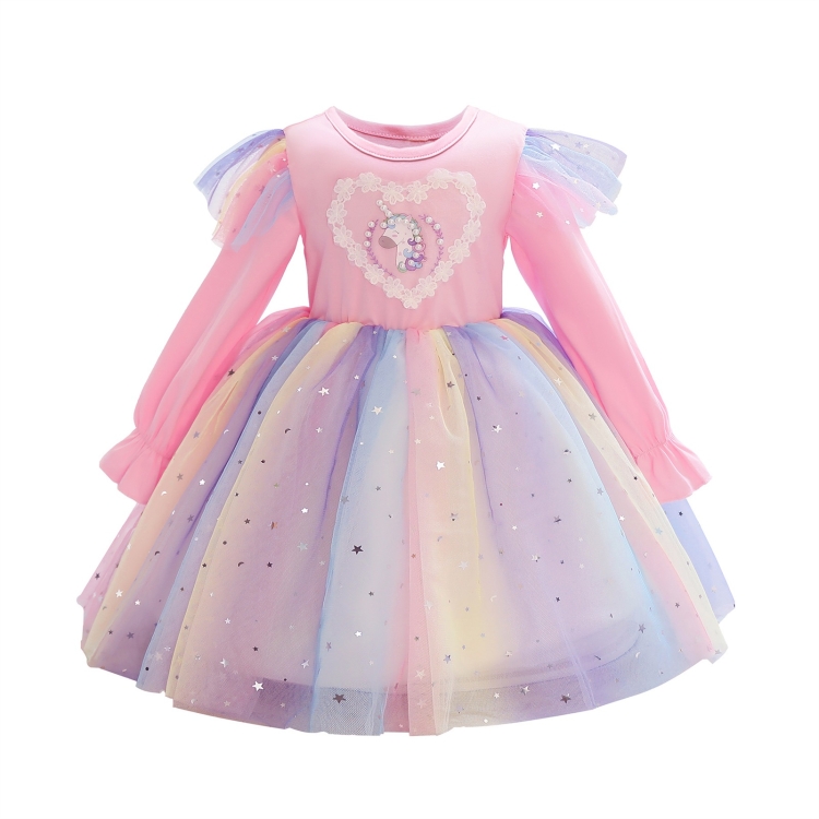 Children Dress With Flying Sleeves Rainbow Sequined Mesh Princess Dress (Color:Pink Size:140)
Children Dress With Flying Sleeves Rainbow Sequined Mesh Princess Dress (Color:Pink Size:140)