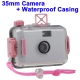 Ultra Compact 35mm Camera with Clear Plastic Waterproof Casing, 28mm f/9.0 Picture Taking Lens