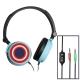 Folding Headphones with Microphone and Logo, 3.5mm Plug, Cable Length: 2m (Blue)