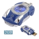 Car shaped with Watch Diamond Jewelry USB Flash Disk(Blue), 4GB