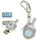 3 in 1 (Table Tennis Bat Shaped Diamond Jewelry with Watch Style USB Flash Disk), Silver, 8GB