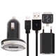 4 in 1 (EU Plug Home Charger, Car Charger, USB Cable, Adapter) travel kit for iPhone 4 & 4S, HTC/Black Berry, all of micro usb port equipment (Black)