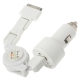 Micro USB , Mini 5pin Multi-functional Retractable Data Sync & Power Charge USB Cable + Car Charger for iPhone / iPad / iPod (White)