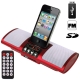 Multi-function Card Reader Speaker with Remote Controller for iPhone 4 & 4S / 3GS / 3G / iPod, Support USB Flash Disk, SD / MMC Card, FM Radio + Clock + Alarm Function (Red)