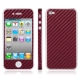 Carbon Skin Sticker for iPhone 4 & 4S, with Logo (Scarlet Red)