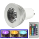 GU10 3W RGB Flash LED Light Bulb with Remote Controller, AC 85-265V, Luminous Flux: 240-270lm