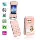 F399 Pink, Bluetooth FM function Flip Mobile Phone with Metal cover, Dual Sim cards Dual standby, Dual band, Network: GSM 900 / 1800 MHZ, Valentines Gift