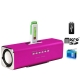 Music Angel (JH-MAUK2), USB power portable speaker with FM Radio, Support TF(Micro SD) Card, USB Flash Disk, Built in Rechargeable Li-ion Battery (Magenta)