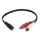 3.5mm female stereo jack to 2 male RCA plugs cable, Length: 50cm