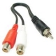 Three RCA Y Cable 2 Female to 1 Male Audio Cable, Length: 20cm