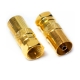 F Male to TV Female Antenna Connector Adaptor, Gold Plated