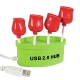 Red Rose Flower 4 Ports USB2.0 HUB, Plug and Play, Special for Valentines Day Gifts (Green)