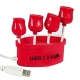 Red Rose Flower 4 Ports USB2.0 HUB, Plug and Play, Special for Valentines Day Gifts (Red)