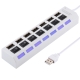 7 Ports USB 2.0 HUB, with 7 Switch and 7 LED, White
