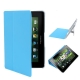 2 in 1 (Gray Plastic Case + Leather Cover) with Holder for Blackberry Playbook, Blue (with Logo)