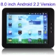 BLY-806, 8.0 inch Touch Screen Android 2.2 Version (Support Flash 10.1) aPad Style Tablet PC with WIFI, RJ45/2 USB Port Adapter, Support TF Card and up to 16GB, 360 Degree Menu Rotate, CPU: VIA WM8650, 600MHz, Black