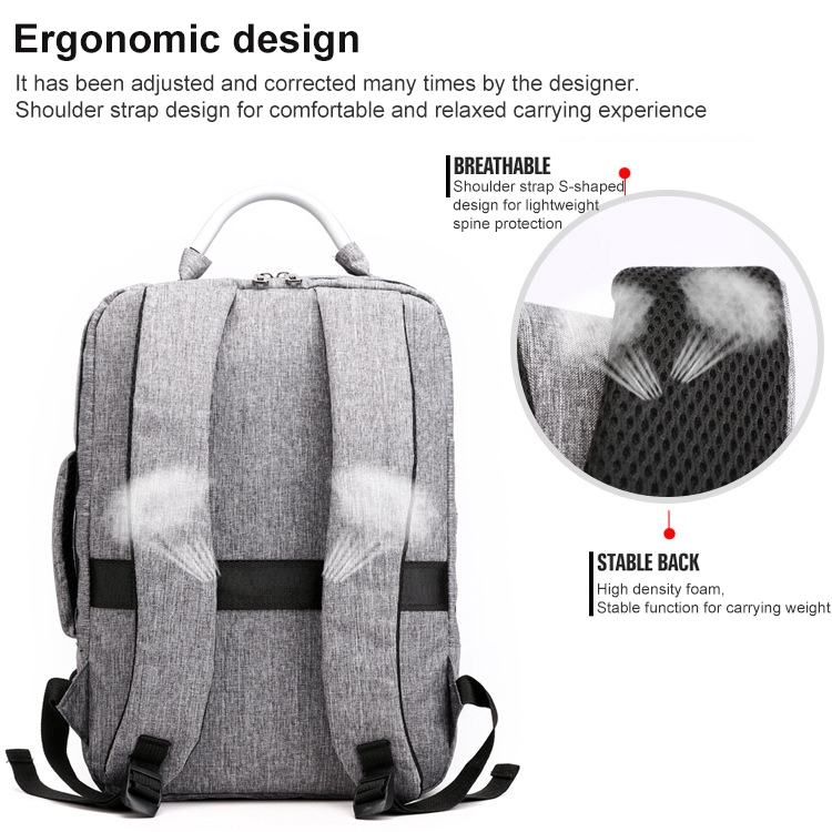 Multifunctional Oxford Laptop Bag Backpack (Black)_voghion.com