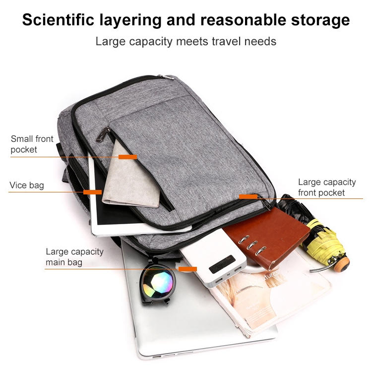 Multifunctional Oxford Laptop Bag Backpack (Black)_voghion.com
