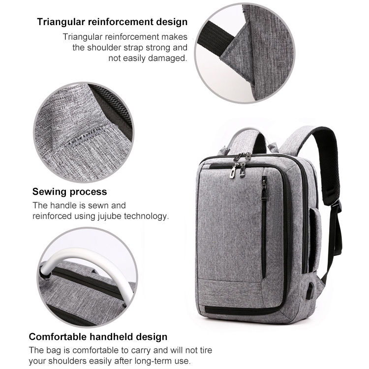 Multifunctional Oxford Laptop Bag Backpack (Black)_voghion.com