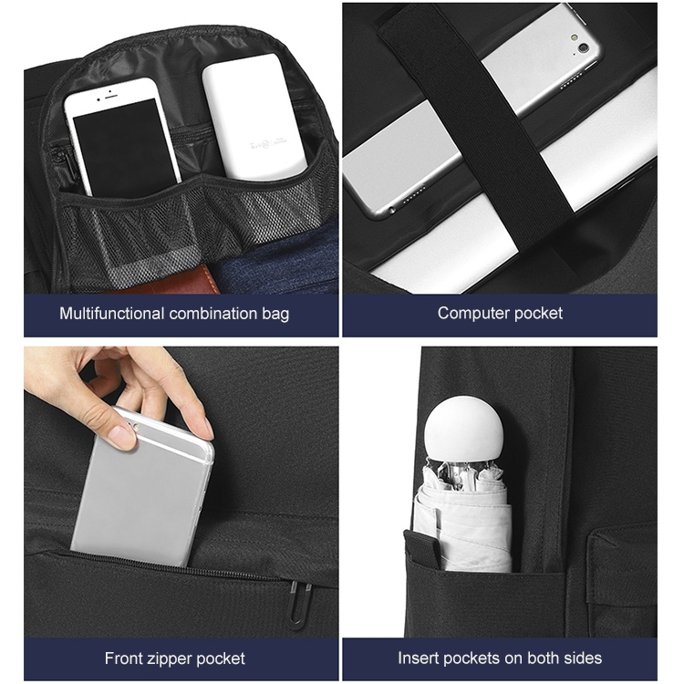 Multifunctional Oxford Laptop Bag Backpack (Black)_voghion.com