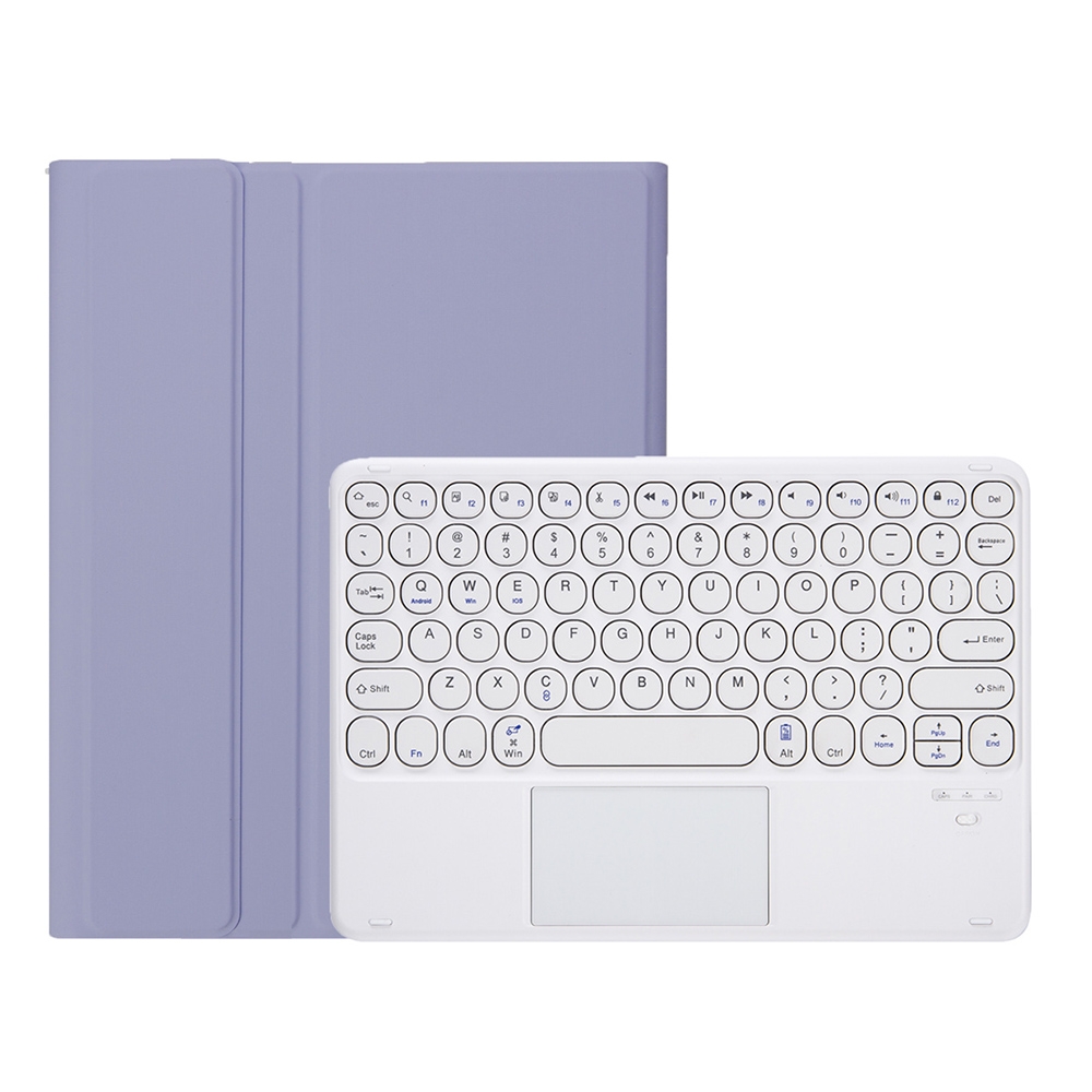 YT11B-A Detachable Candy Color Skin Feel Texture Round Keycap Bluetooth Keyboard Leather Case with Touch Control For iPad Pro 11 inch 2020 & 2018(Purple)_voghion.com