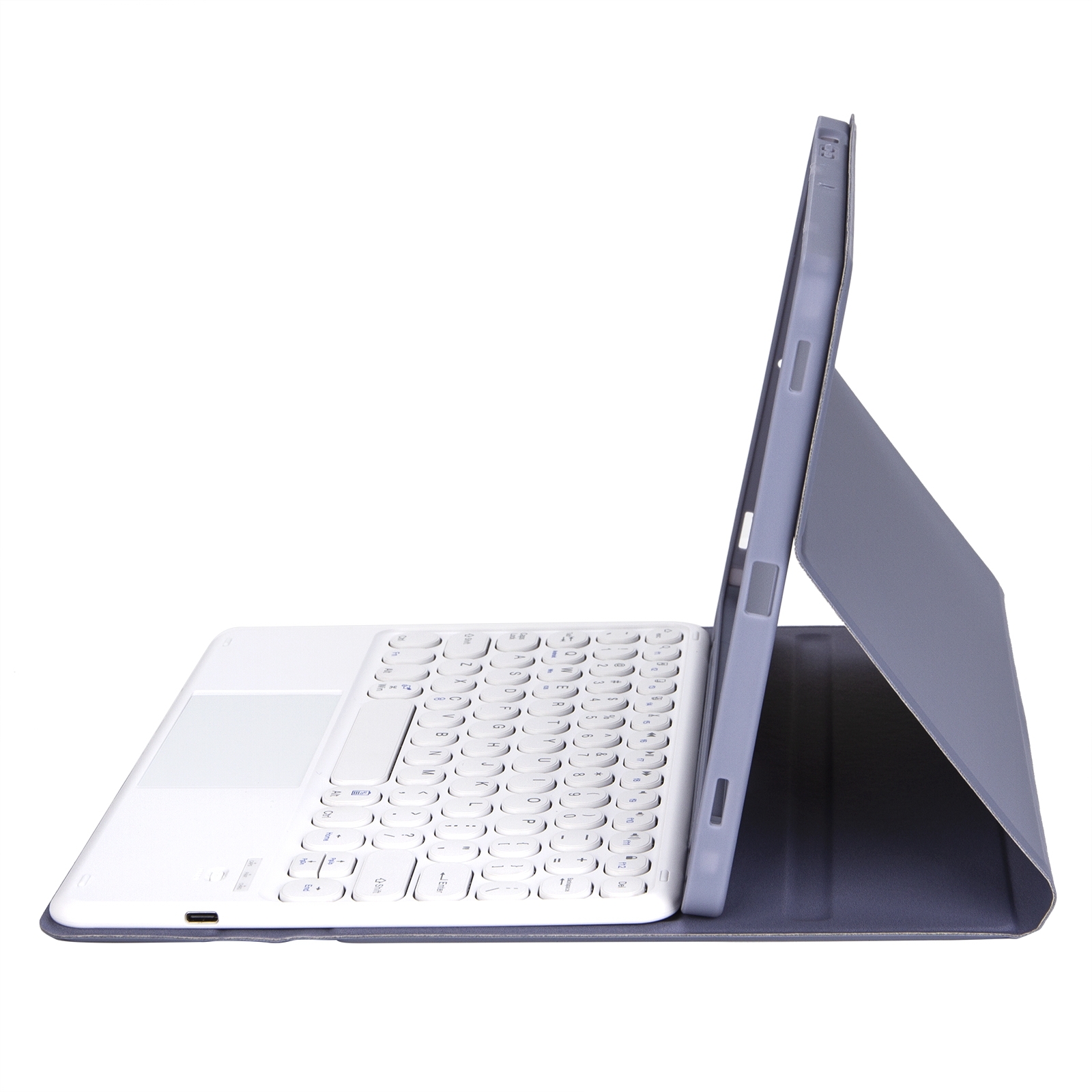 YT11B-A Detachable Candy Color Skin Feel Texture Round Keycap Bluetooth Keyboard Leather Case with Touch Control For iPad Pro 11 inch 2020 & 2018(Purple)_voghion.com